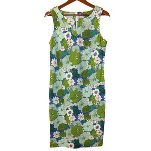 NWOT Talbots Floral Green and Blue Sleeveless Sheath Dress - Size 10